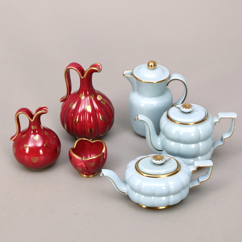 KERAMIKFÖREMÅL 6 st Gefle, Arthur Percy, Röd Rubin, Grand.