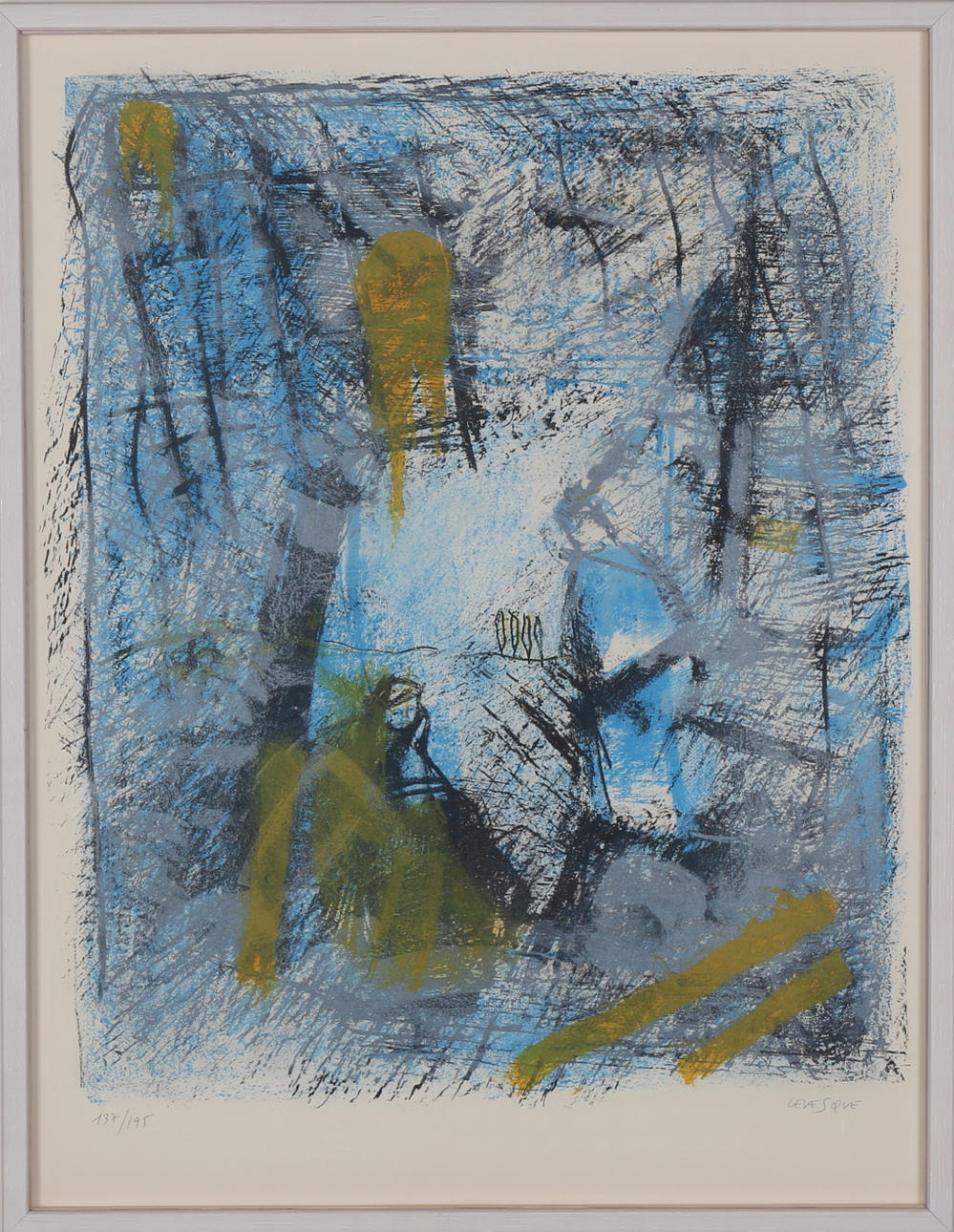 ERIK LEVESQUE. Färglitografi. Komposition i blått. Signerad Levesque. Numrerad 137/195.