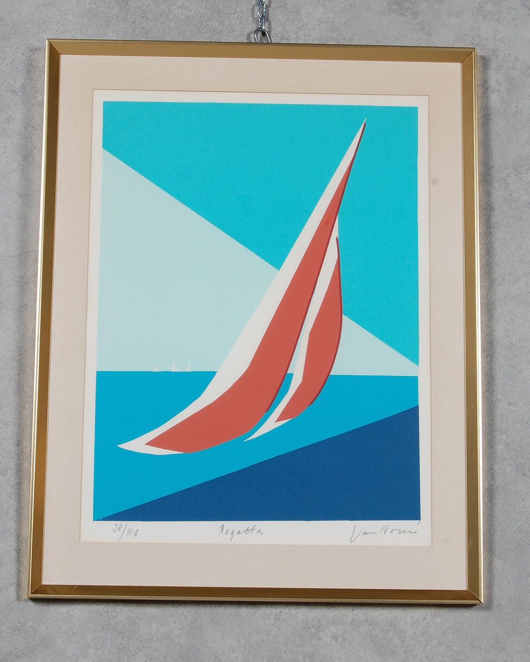 JAN NORÉN. Färglitografi " Regatta " numrerad, signerad 38 /110.