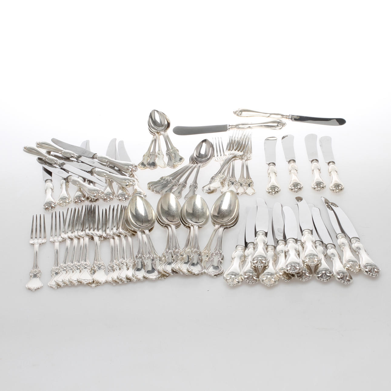 BESTICK, 73 delar, nysilver, "Olga", Hallbergs, 1900-tal.