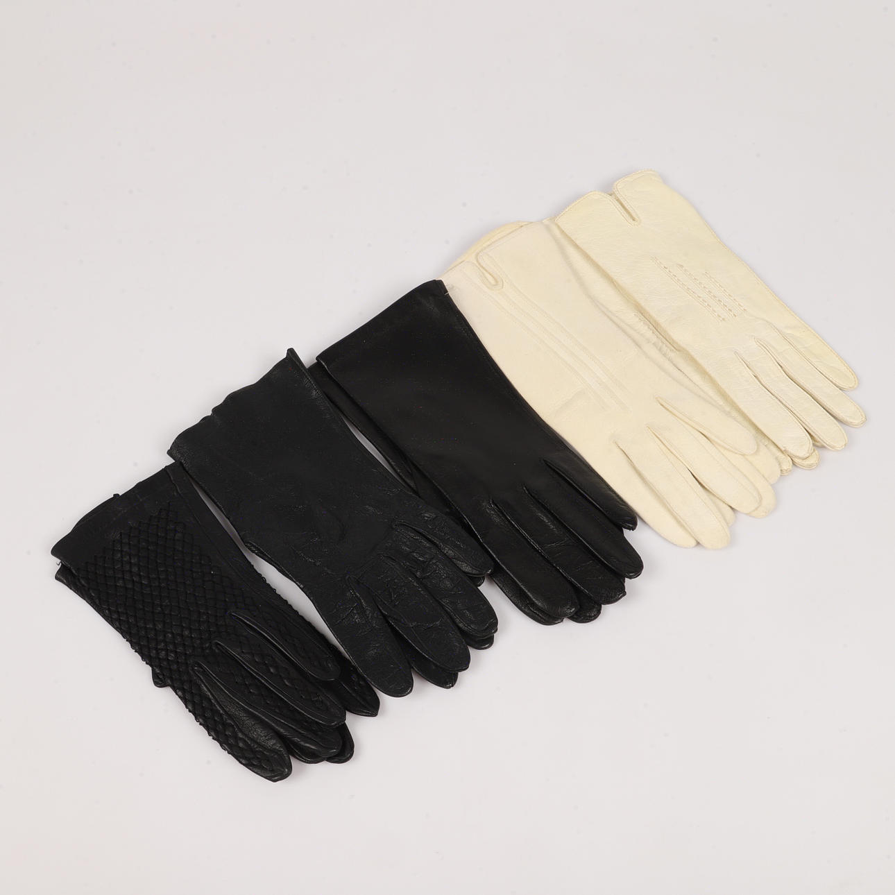 GLOVES, 5 pairs, leather/suede, 1900s/2000s.