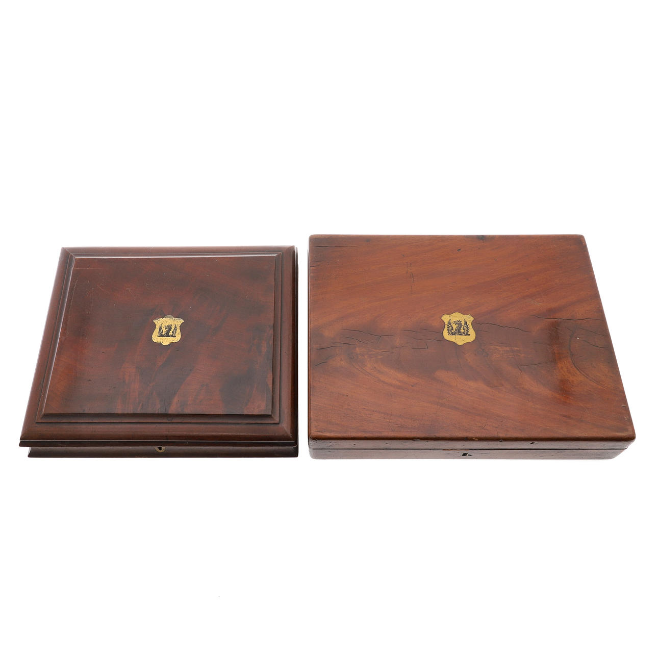 TWO VICTORIAN MAHOGANY CUTLERY AND FLATWARE BOXES.