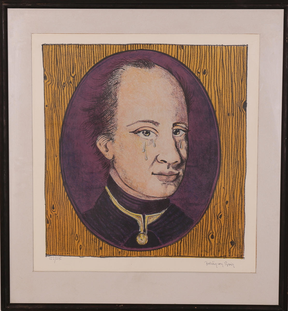 ZOLTAN VON BOER. "Karl den XII:s tårar". Färglitografi. Signerad och numrerad 153/275.