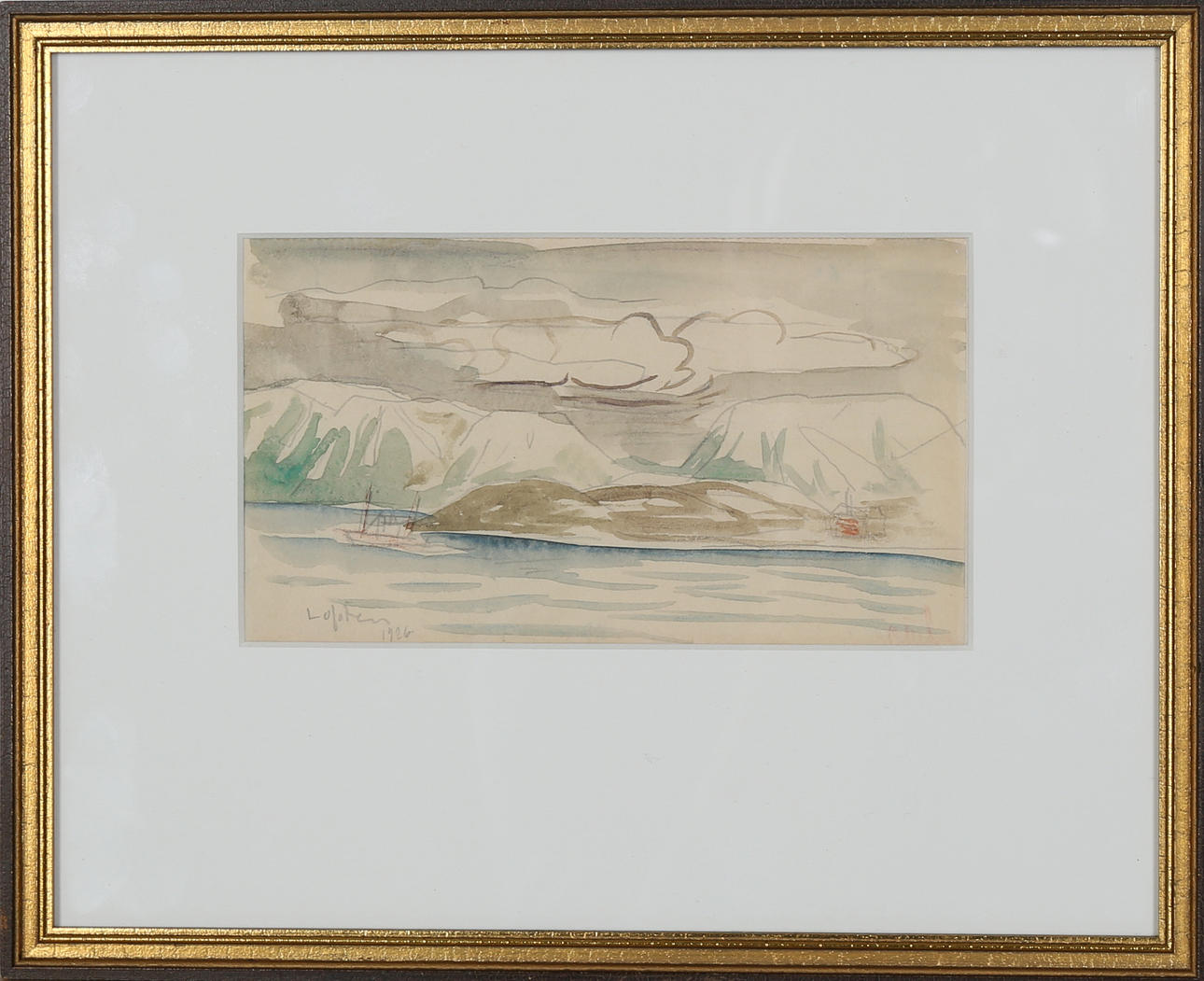 OTTE SKÖLD. "Lofoten". Akvarell. Signerad O Sköld och daterad 1926.