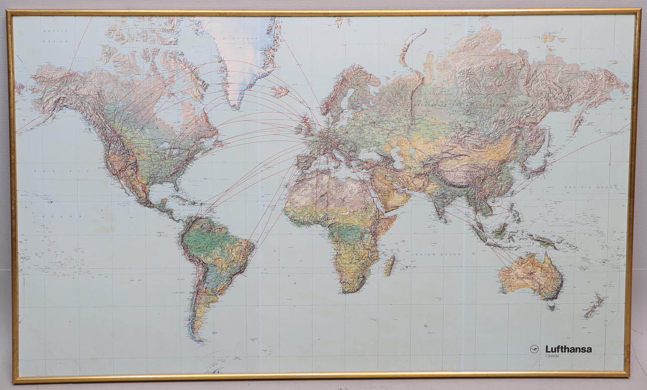 WORLD MAP, Lufthansa, 1:20,000,000.