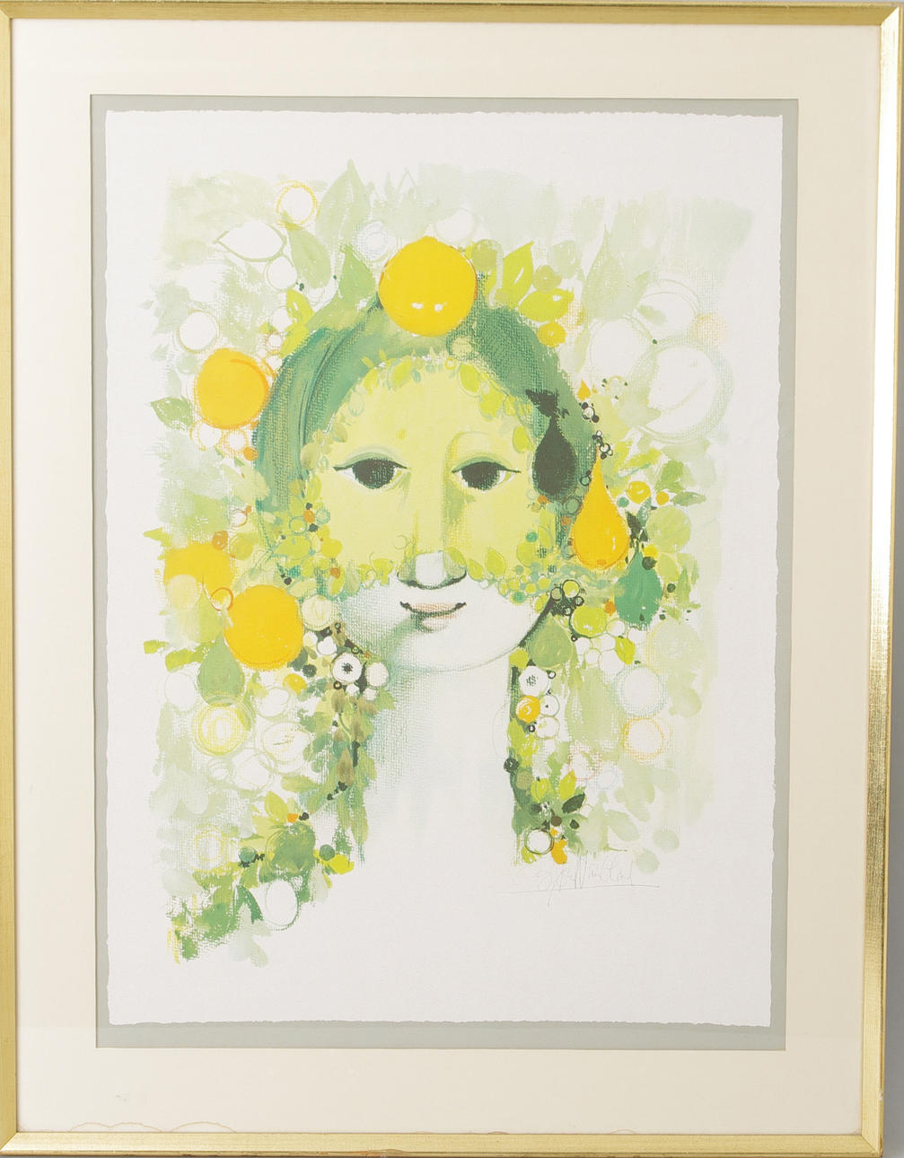 BJÖRN WIINBLAD. Kvinnoansikte, tryck.