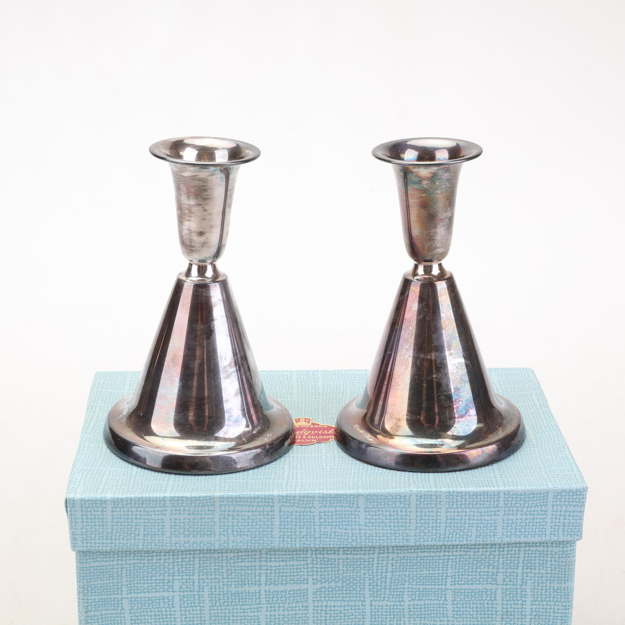 CANDLE STICKS, a pair, silver, 830.