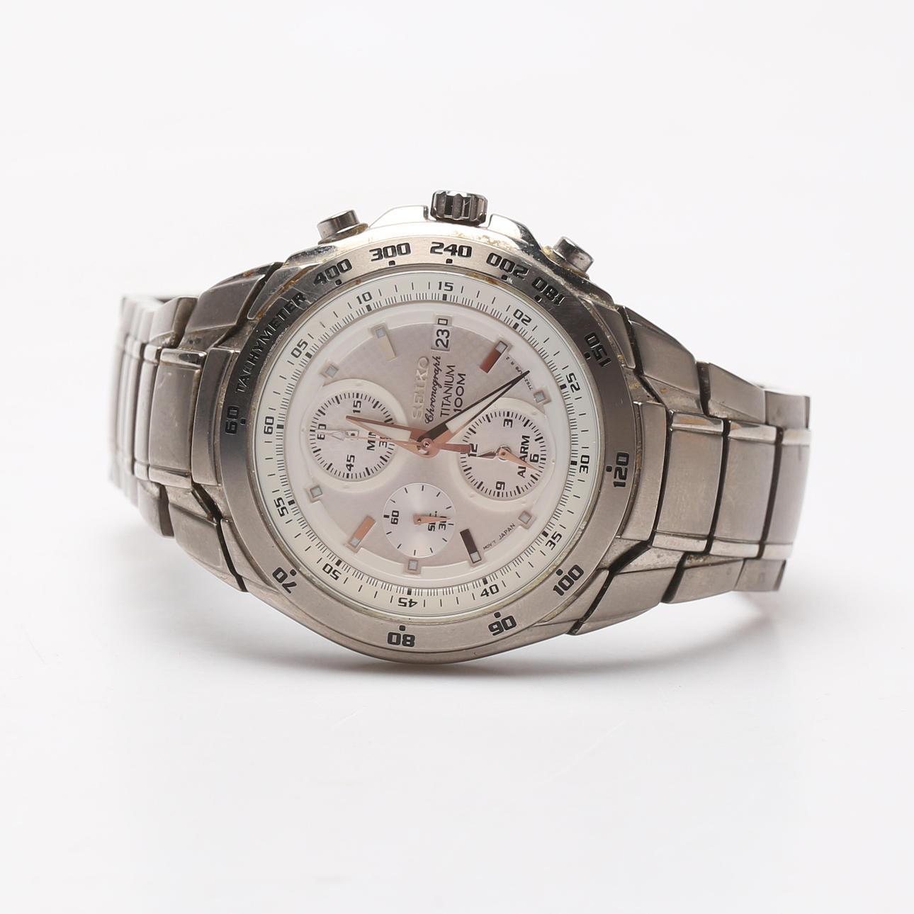 HERRENUHR, Chronograph, Stahl, Seiko Titanium 100M.