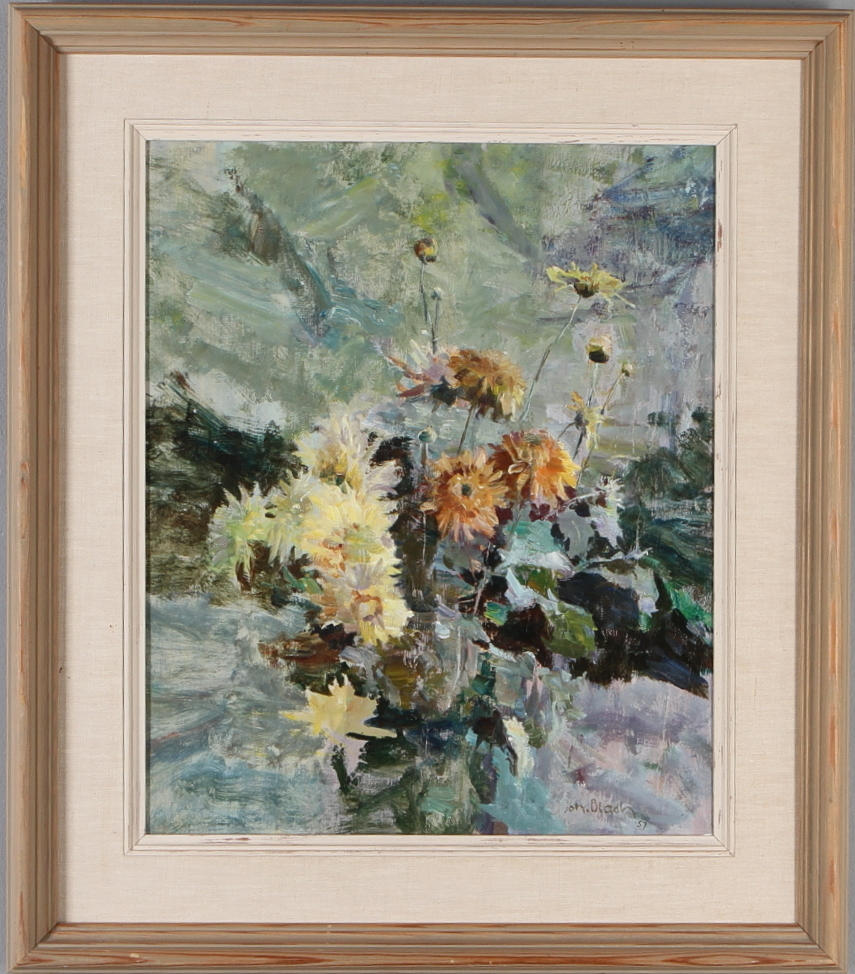 JOHAN BLADH. Blomsterstilleben, olja på duk, signerad.
