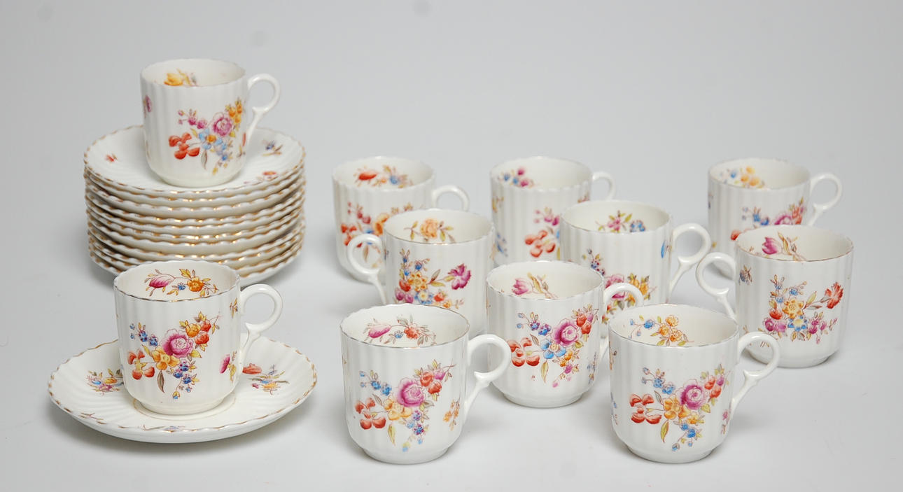 KAFFEKOPPAR, 23 delar, Rörstrand, 1800-talets slut.