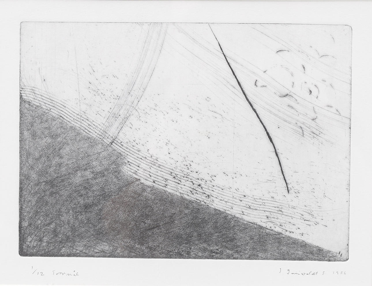 INGE GRÜNWALDT SVENSSON. Drypoint engraving, signed, numbered 1/12, dated 1986.