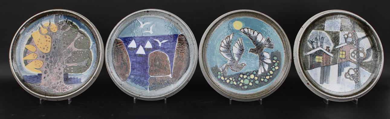 GÖSTA MILLBERG. Väggplattor, 4 st. Rörstrand.