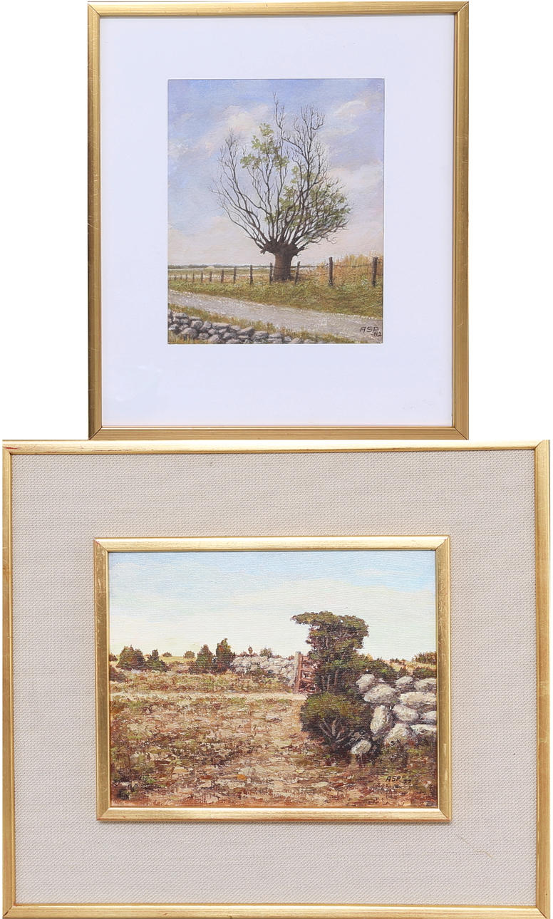 ARNE ASP. Akvarell samt olja på pannå,2 st, signerade och daterade.