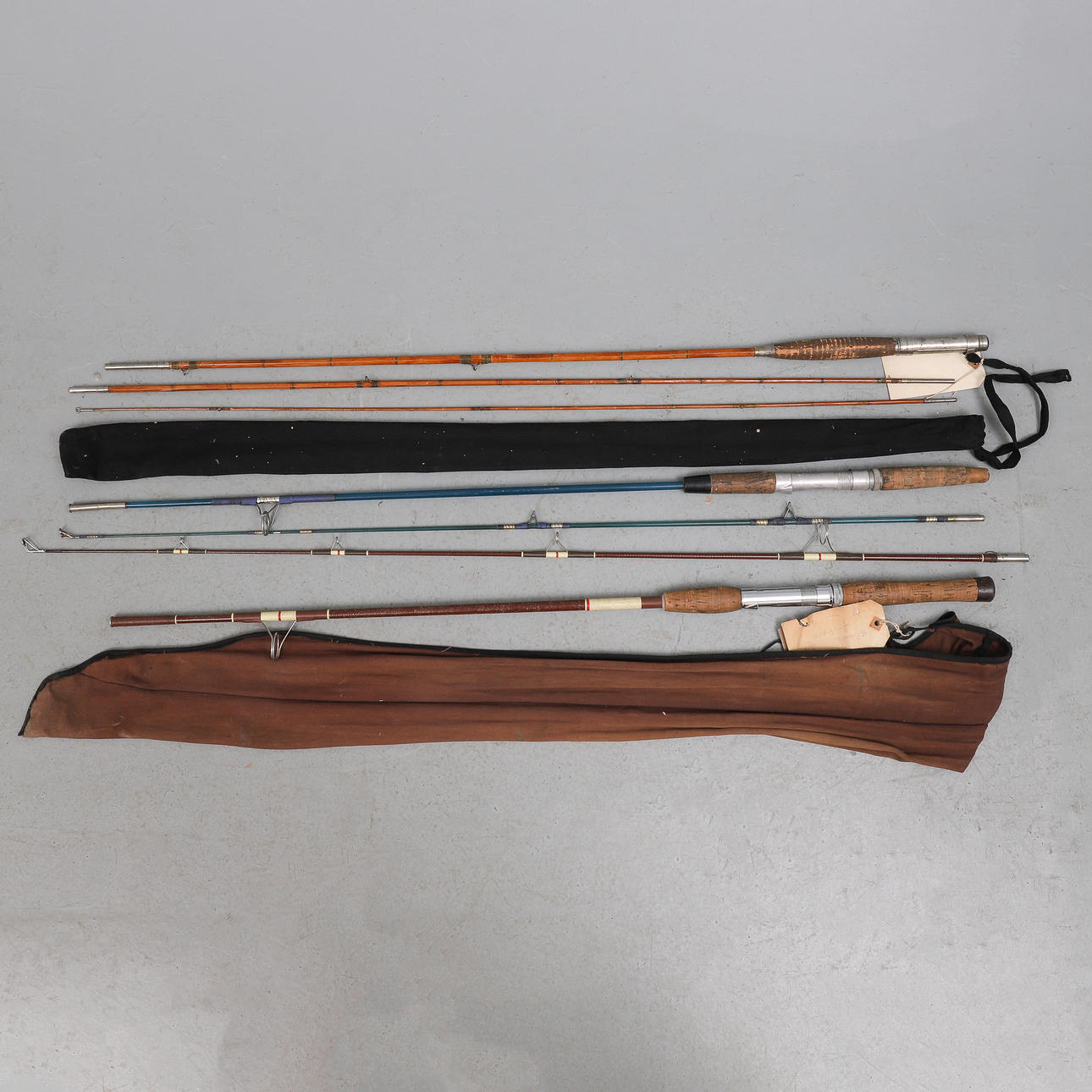 A VINTAGE SPLIT-CANE THREE -PIECE 10' TROUT ROD.
