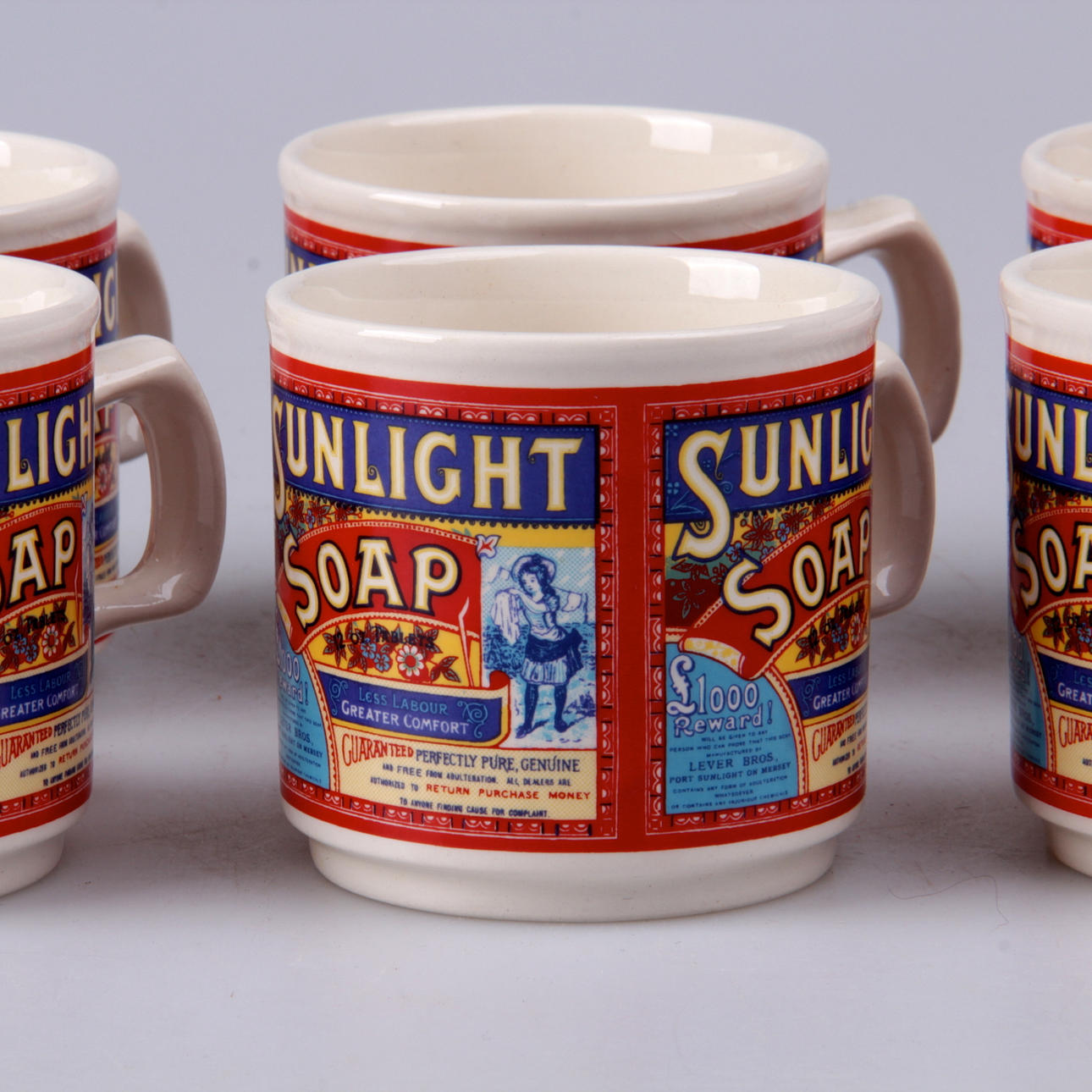 KAFFEKRUS, 6 stk. "Sunlight sæbe", Sari-stoffer.