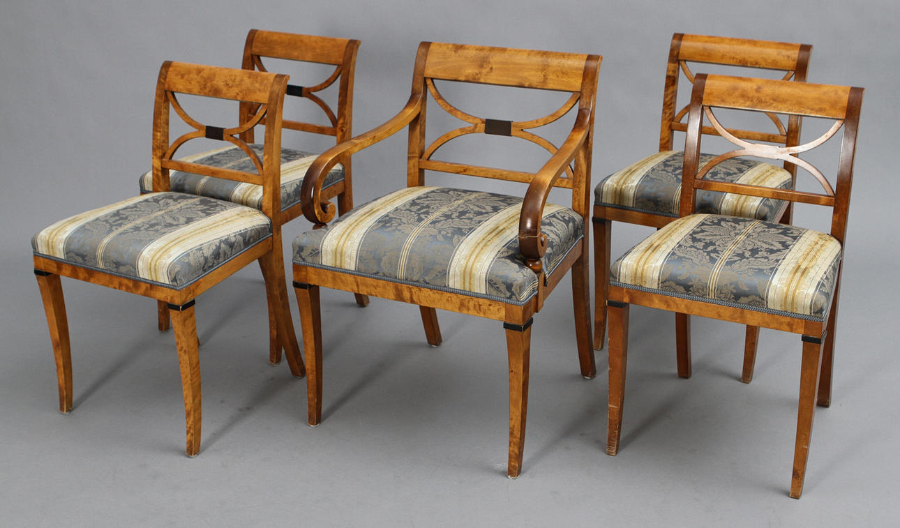 STOLAR, 4 st samt KARMSTOL, Karl Johan-stil, 1900-tal.