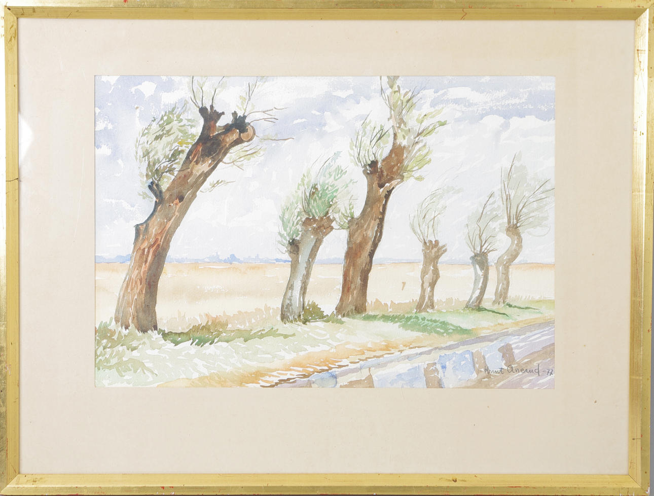 KNUT ANERUD. Pilallé, akvarell, signerad -77.