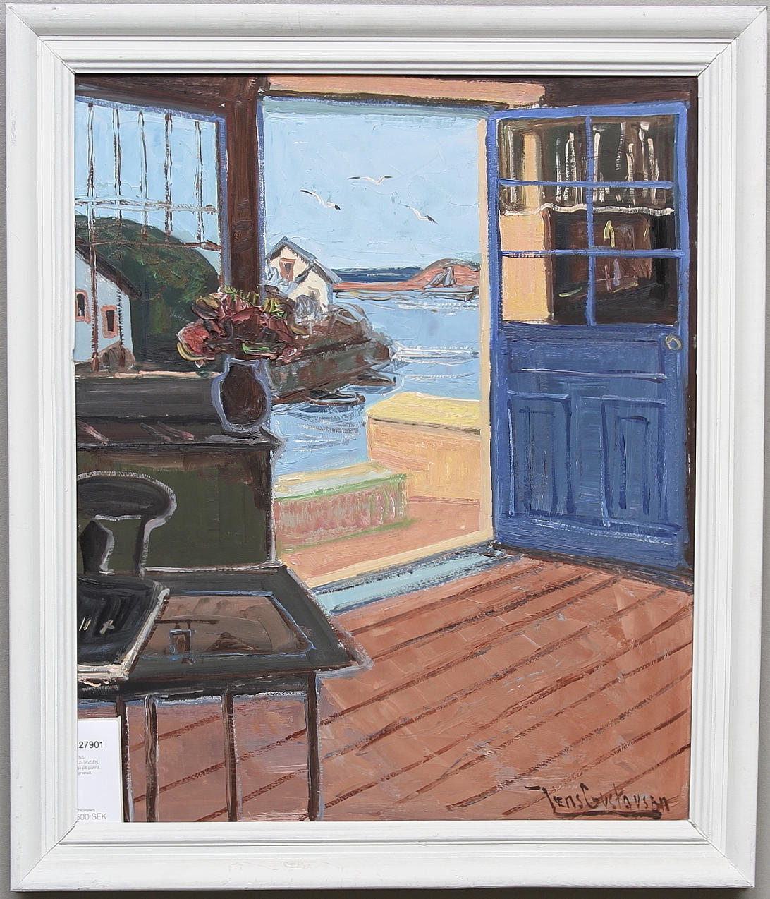 JENS GUSTAVSEN. Olja på pannå. Signerad.