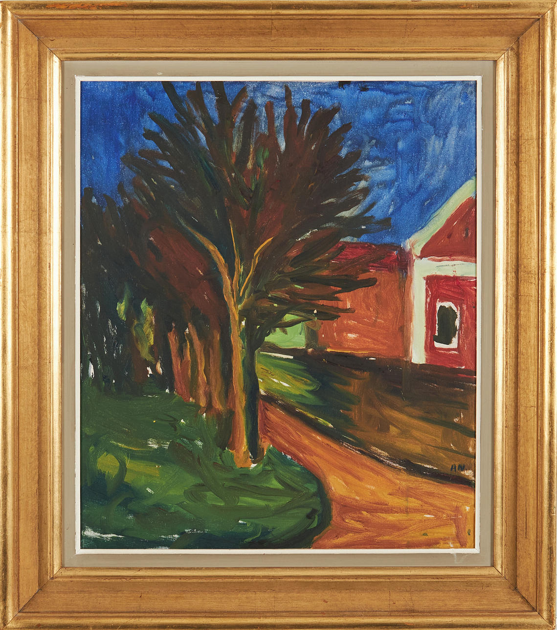 ARNE NILSSON, tree and house, monogram signed, oil on canvas.