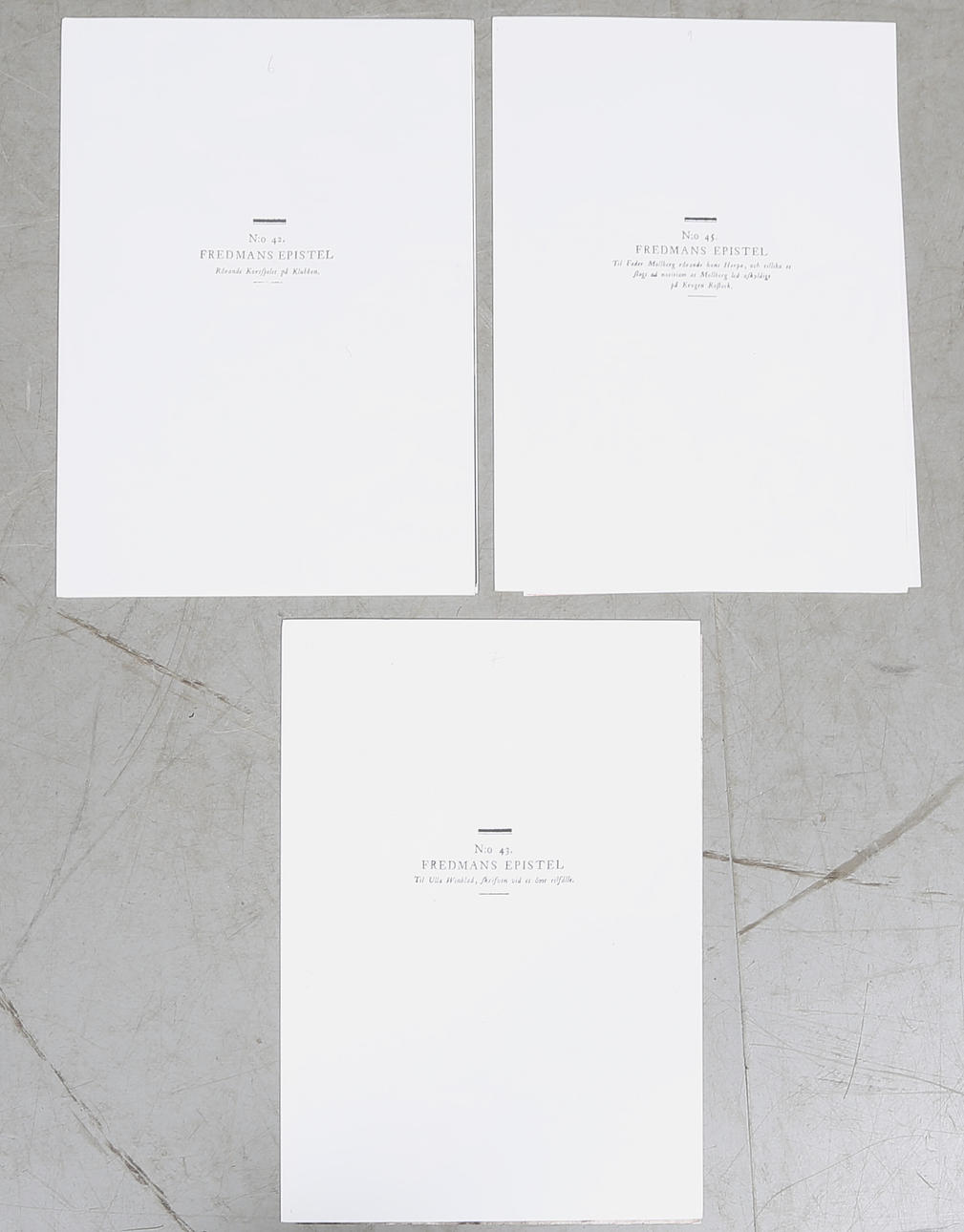 PETER DAHL. Färglitografier, 3 st ur Bellmanmappen. Fredmans Epistel N:o 42, N:o 43 samt N:o 45.