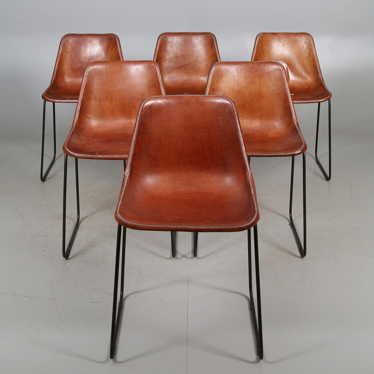 STÜHLE, 6 Stück, Leder, Metall, Sol & Luna, Spanien.