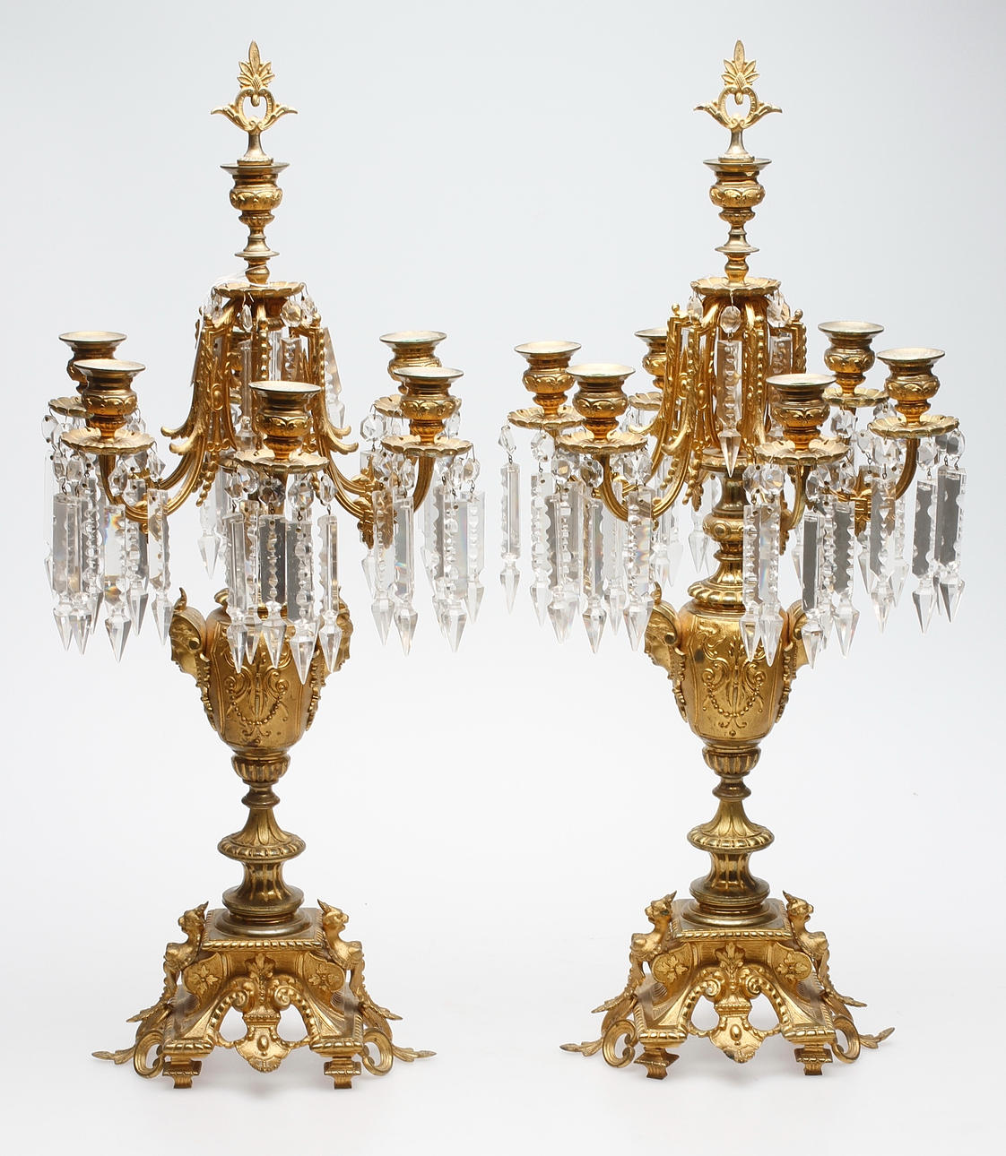 KANDELABRAR, ett par, mässing, Frankrike, 1800-tal.