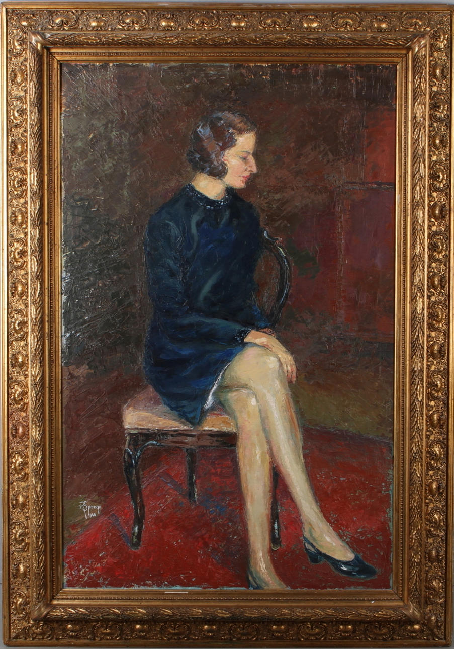 RAGNAR SPROGE. Kvinnostudie, olja på duk, signerad och daterad -68.