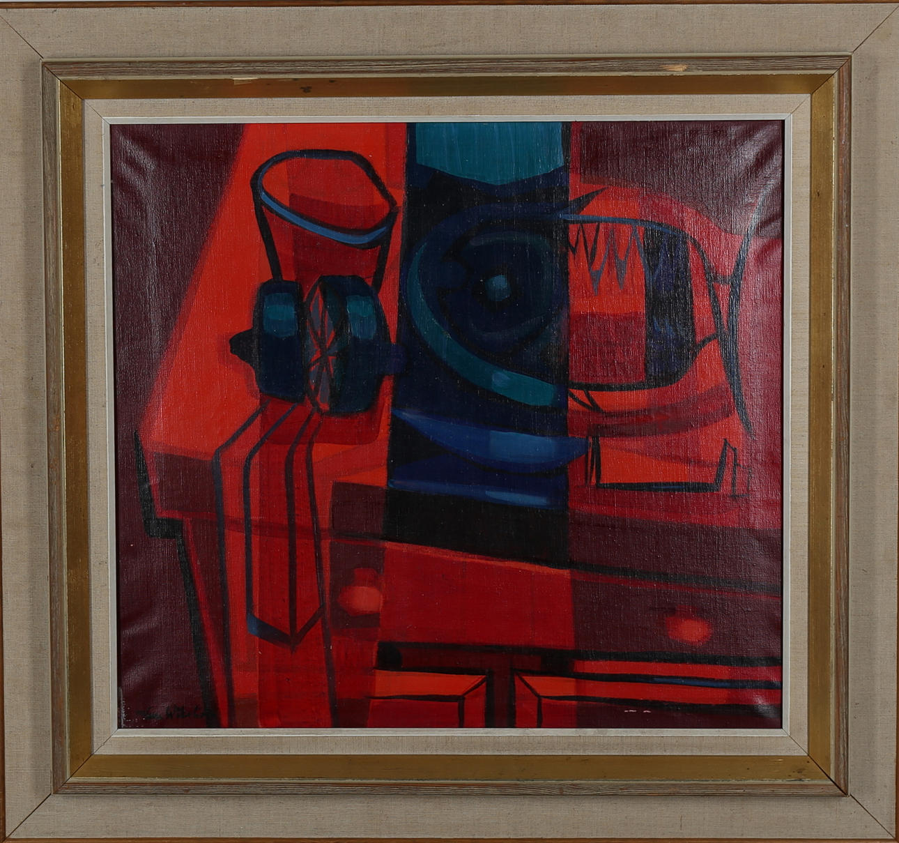 STURE WIKSTRÖM. Komposition, olja på duk, signerad.