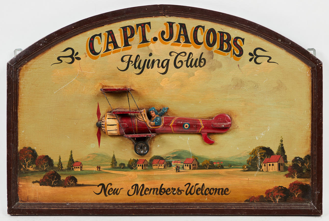 CAPT. JACOBS Flying Club ヴィンテージサインボード Vintage Wooden Sign Captain Jacobs Flying Club New Menbers