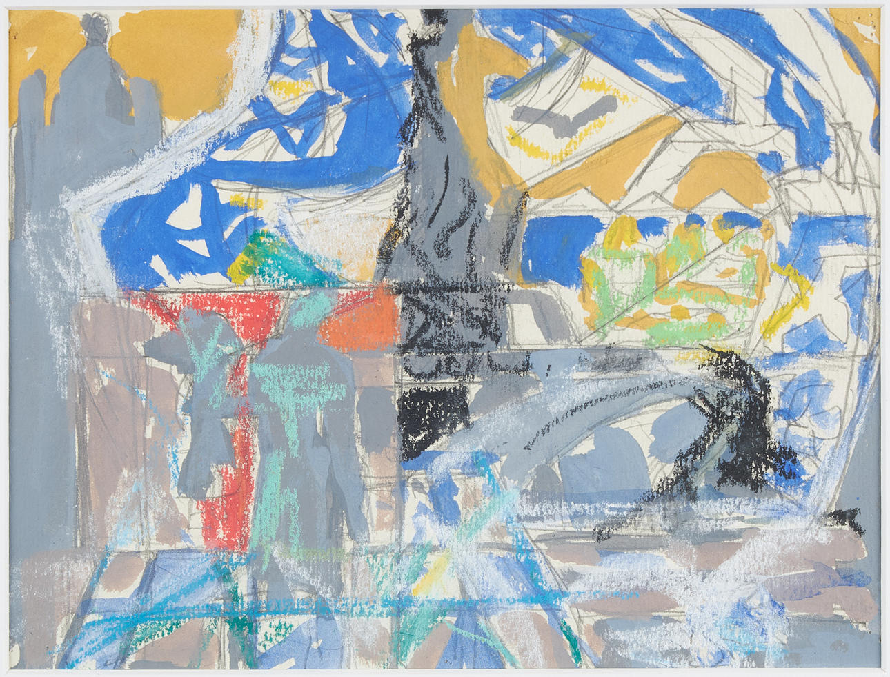 YNGVE BÄCK. Sketch from Helsingfors Salutorget/Havis Amanda, mixed media.