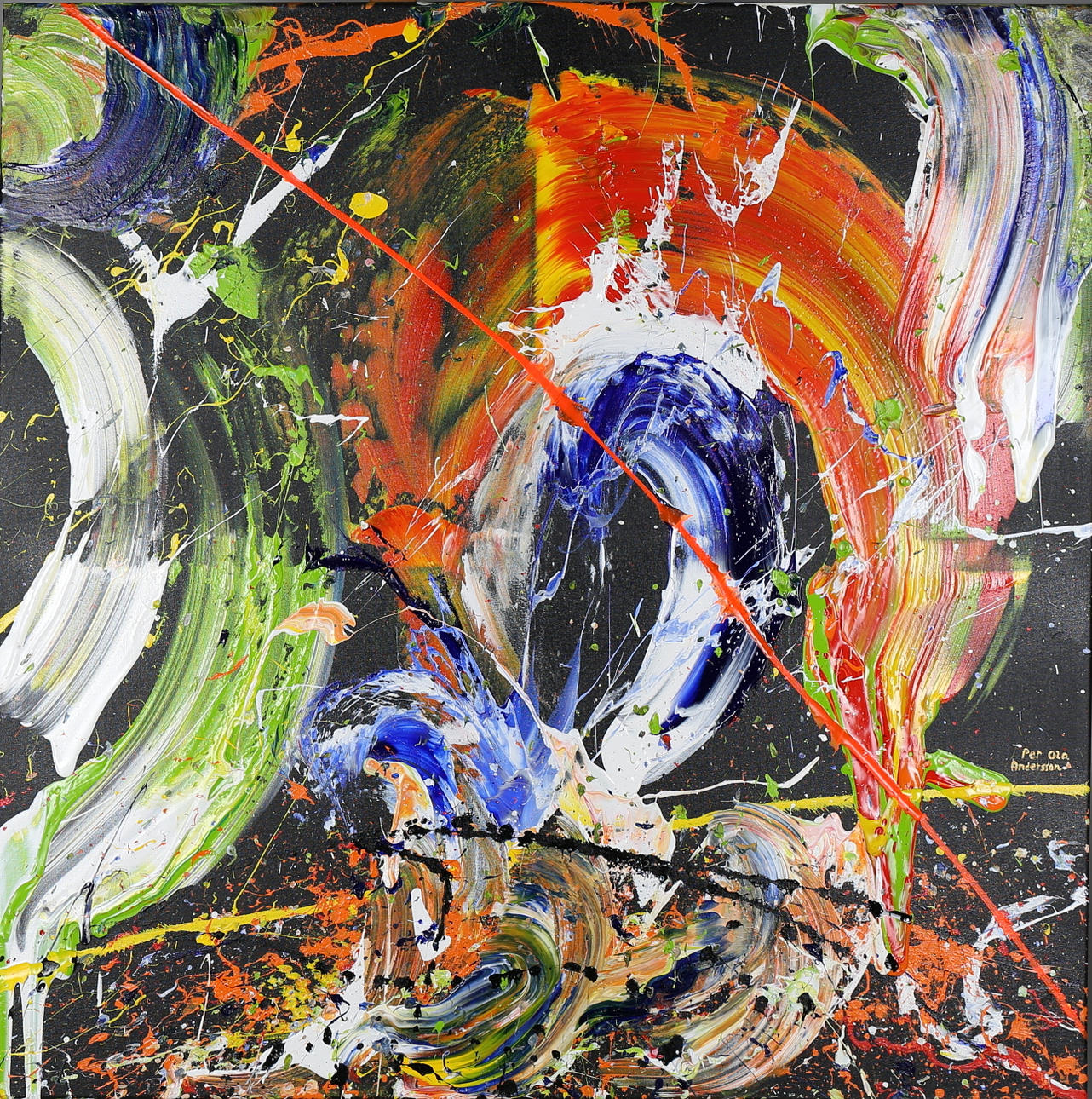 PER OLA ANDERSSON. Komposition. Olja på duk. Signerad Per Ola Andersson.