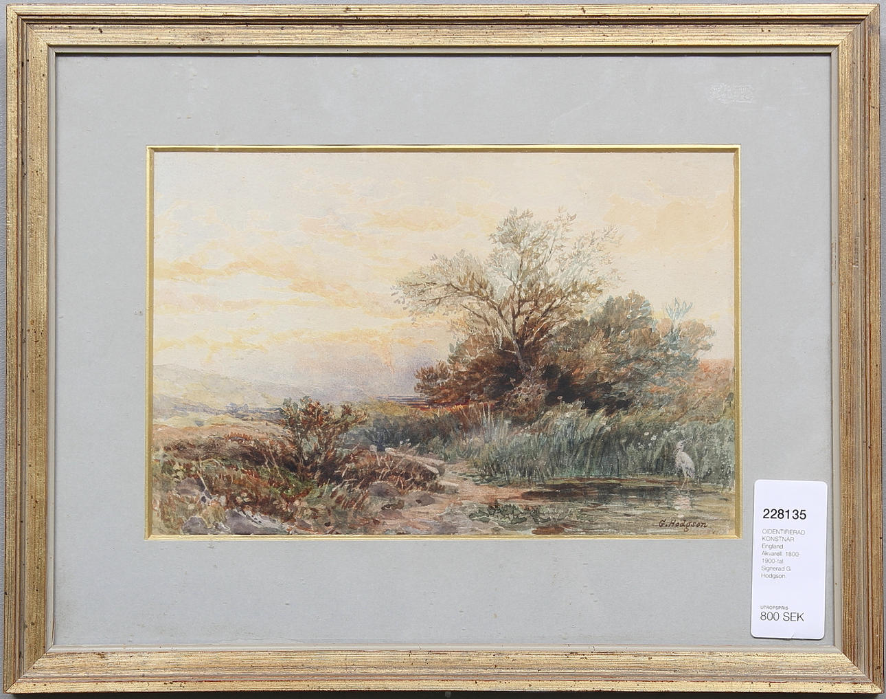 OIDENTIFIERAD KONSTNÄR. England. Akvarell. 1800-1900-tal. Signerad G Hodgson.