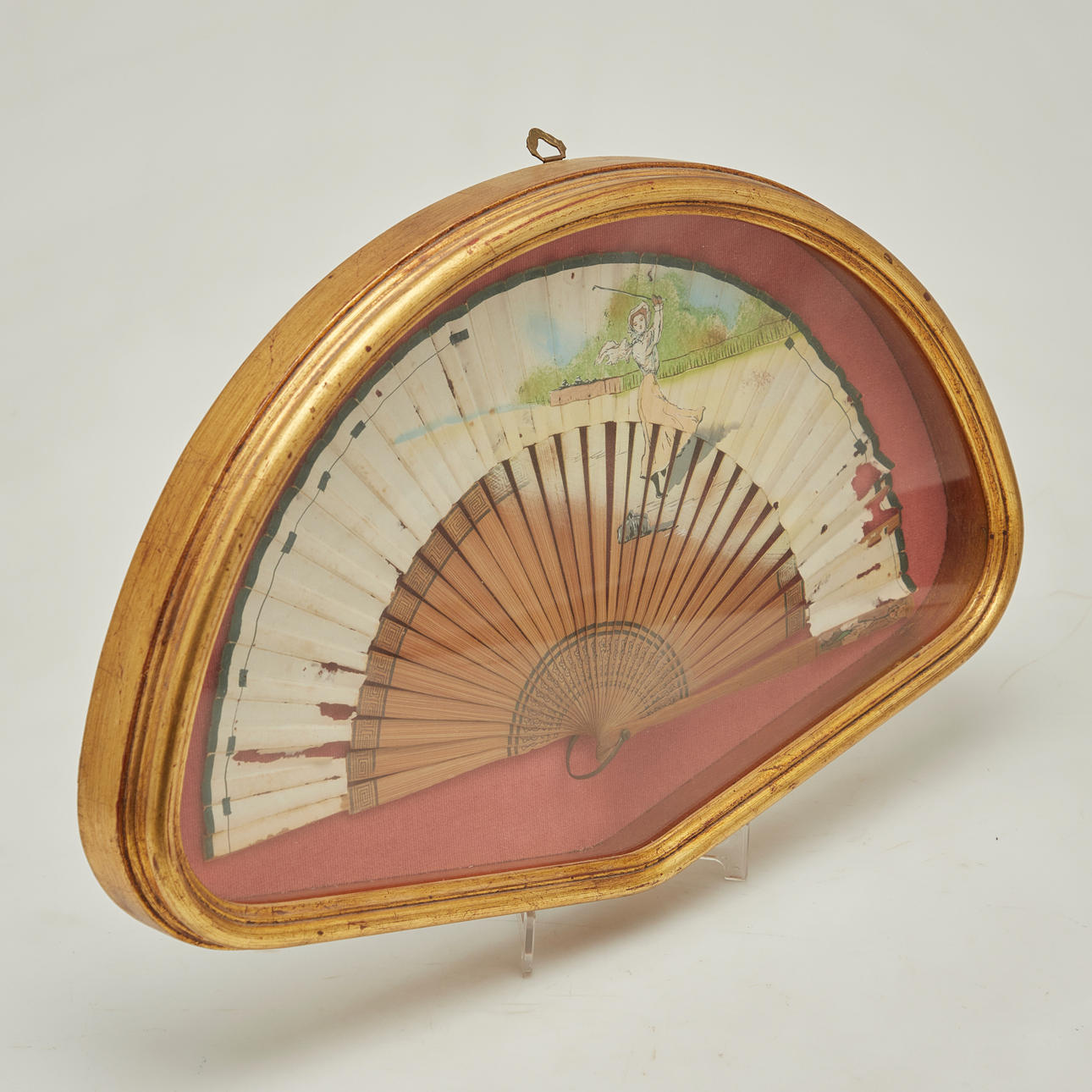 Målad fläkt, trä, papper, 1930-tal.