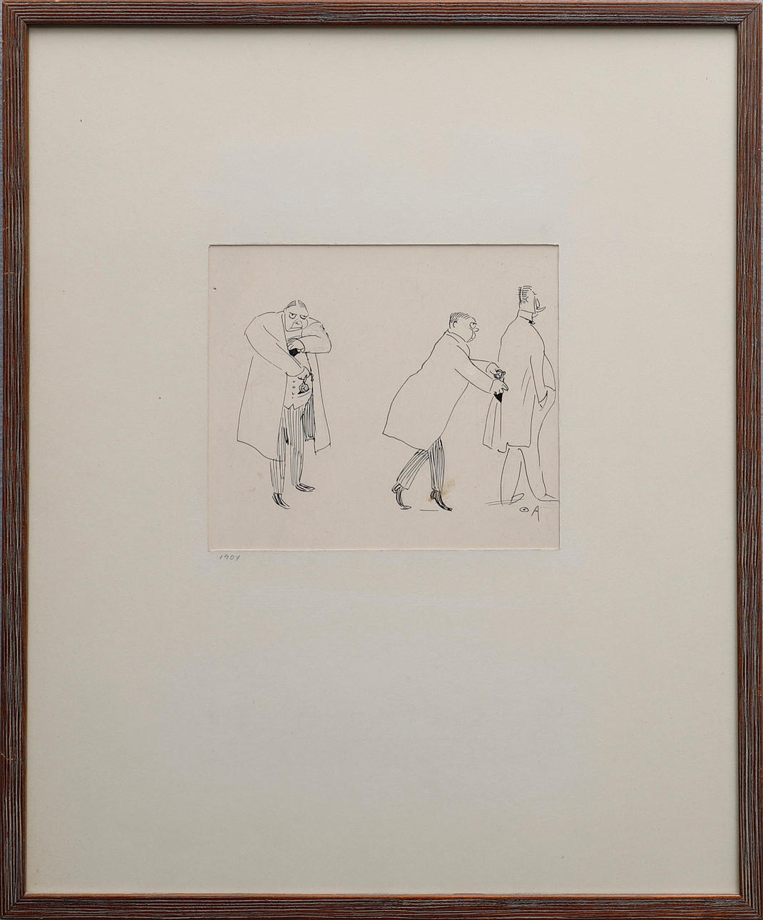 OSKAR ANDERSSON, "The thief who does what strikes him", ink drawing, monogram signed, dated 1904.