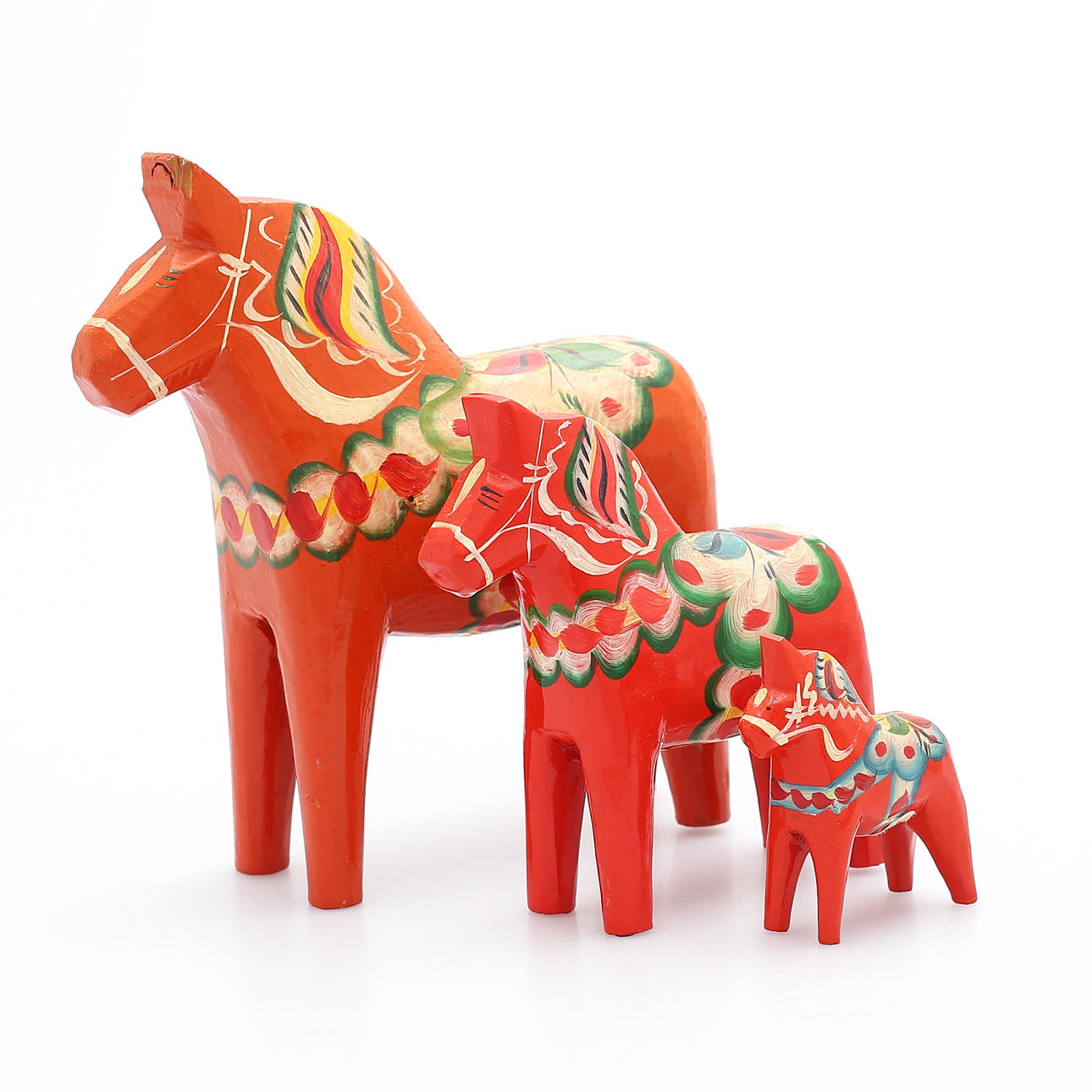 DALAHÄSTAR, 3 st, Nusnäs, 1900-tal.