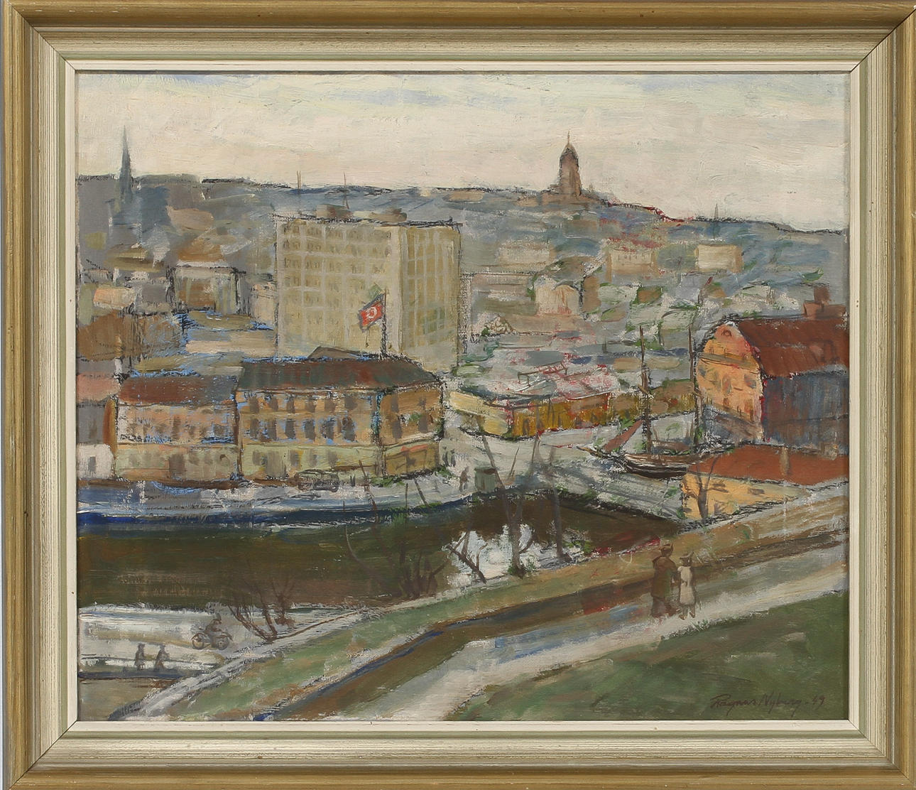 RAGNAR NYBERG. Göteborgs motiv, olja på duk, signerad-49.