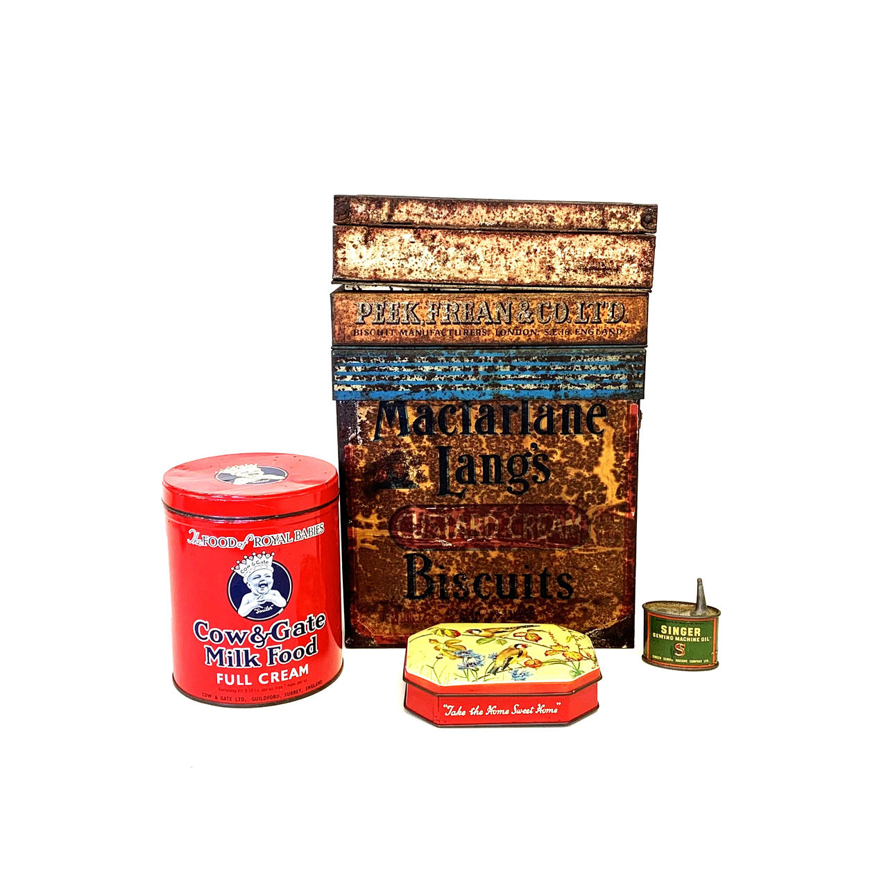 VIER VINTAGE WERBEDOSEN.