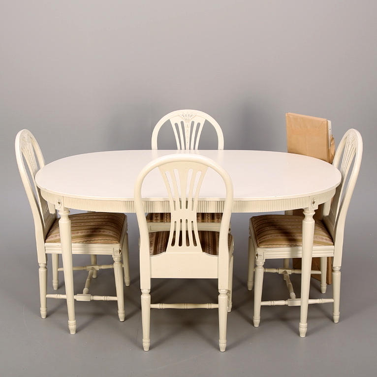 MATSALMÖBEL, 5 delar, gustaviansk stil, 1900-talets senare del.