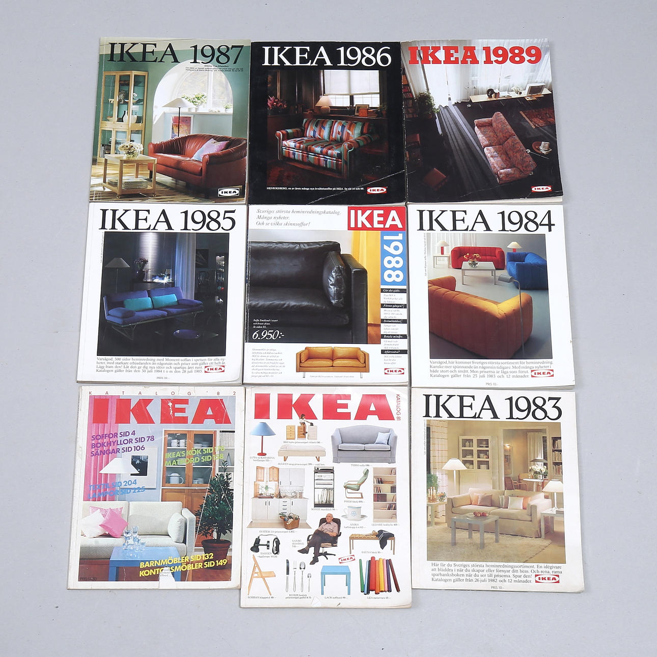 IKEA CATALOGUES, 9 pcs, 1981-1989.