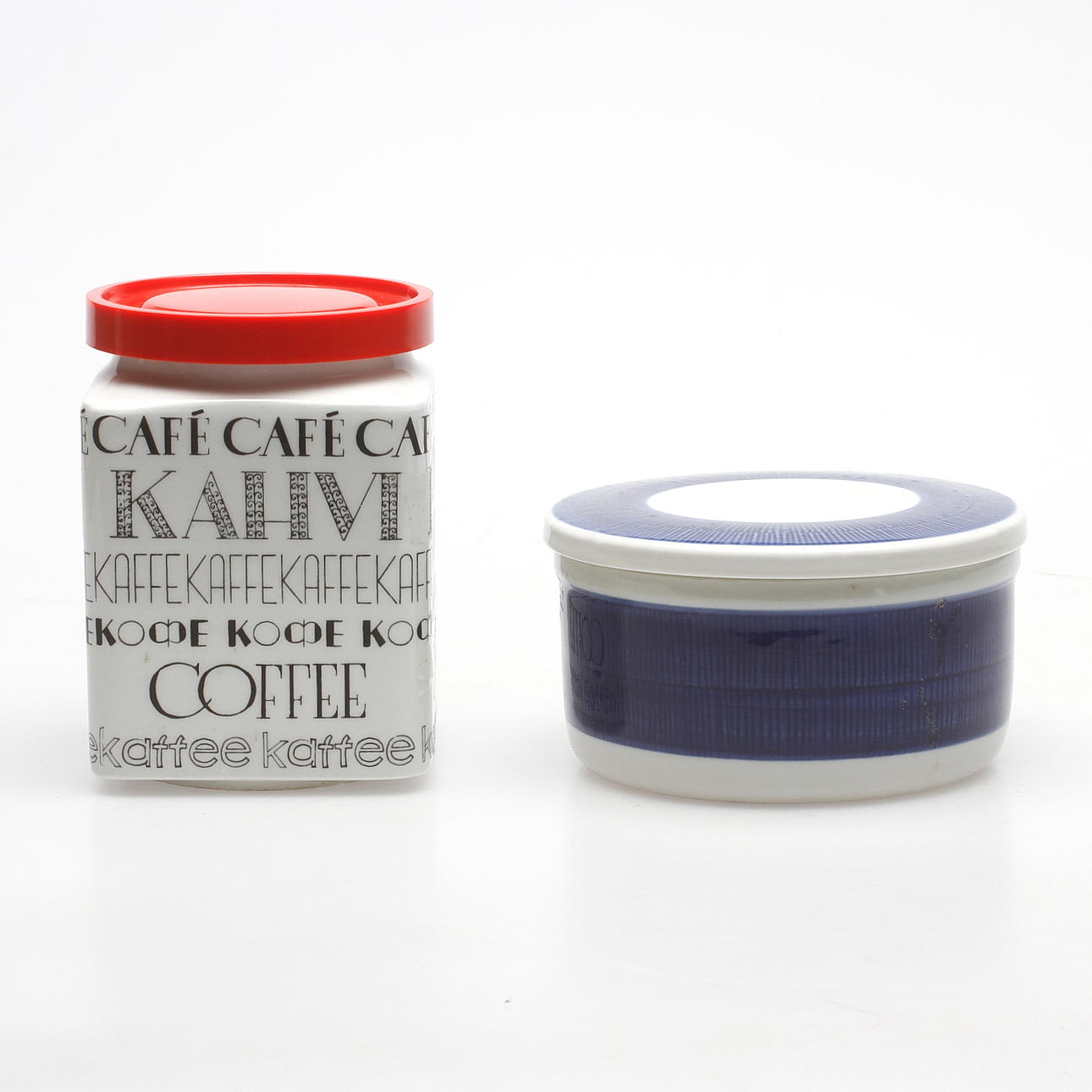 PORSLIN, 2 delar, KAFFEBURK, Arabia och BURK MED LOCK, "Koka", Rörstrand.