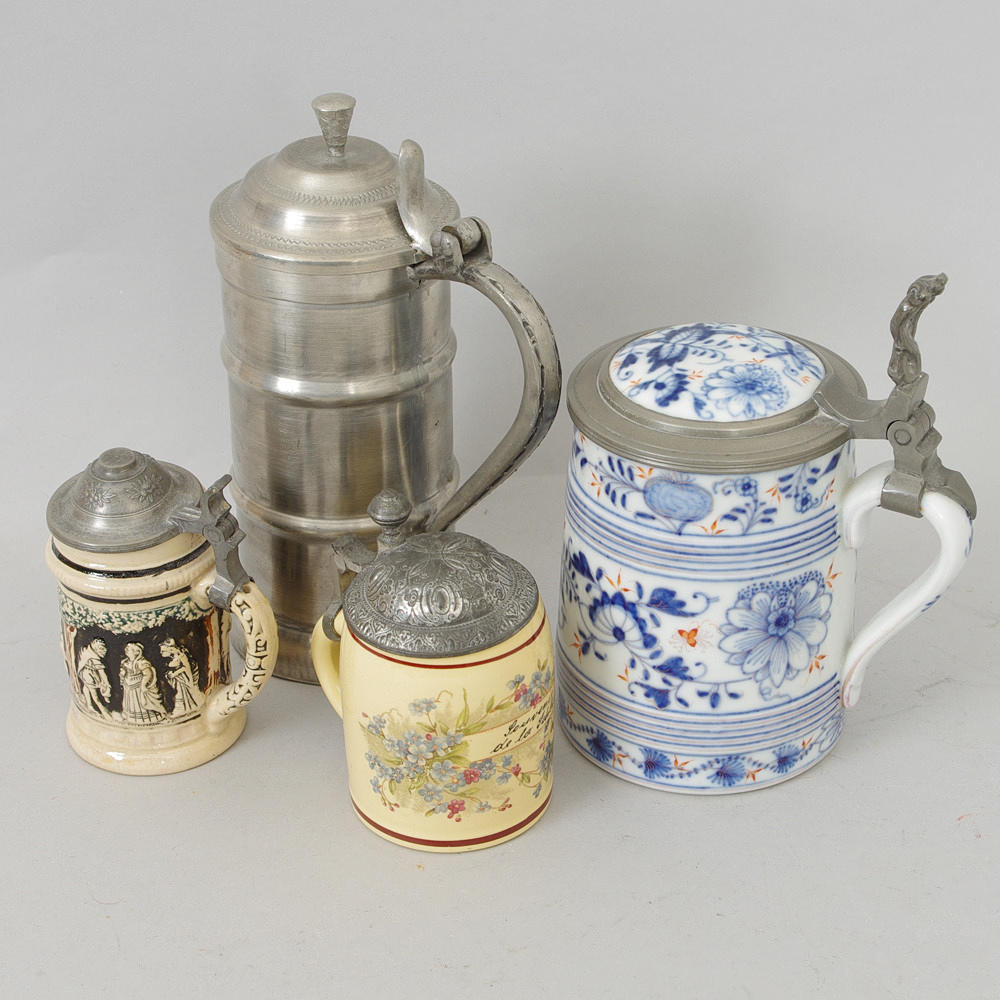 STOP, 4 stycken, tenn/porslin, mestadels Tyskland.