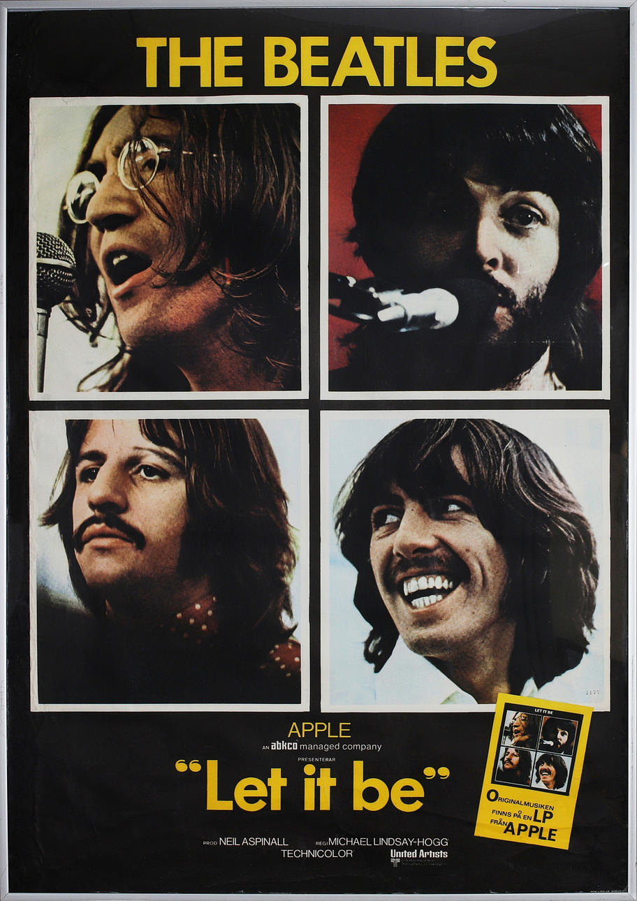 THE BEATLES, "Let it be", Apple, 1970, póster original,'.