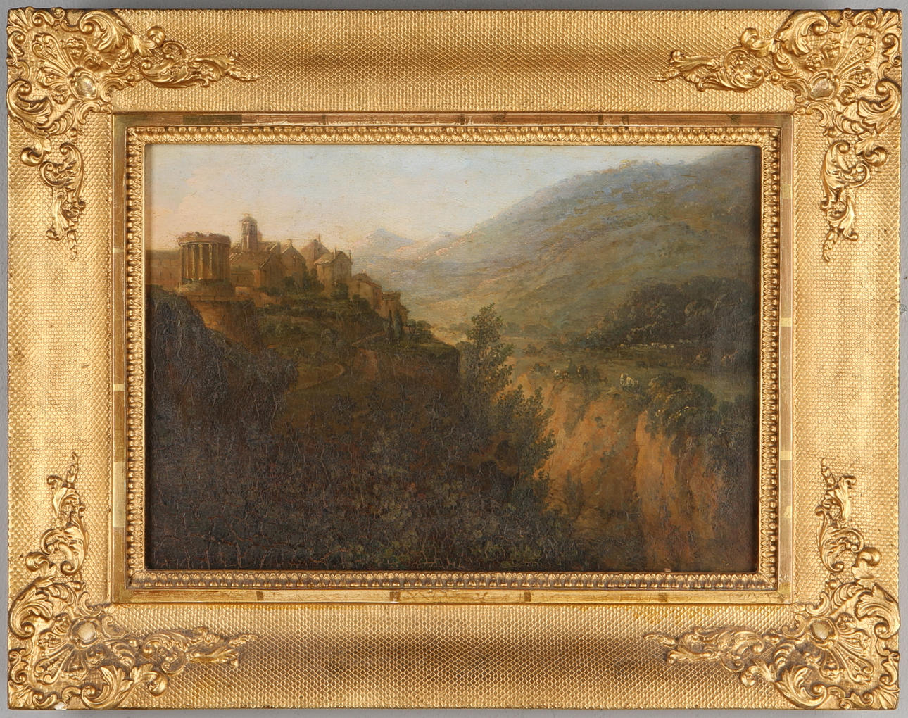 OKÄND KONSTNÄR. Landskap, olja uppfodrad på duk, otydlig signerad, dat 18??.