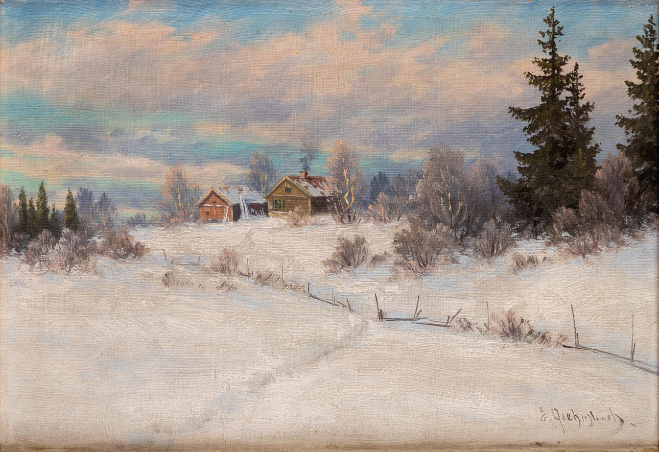 ERNST ASCHENBACH (1872-1954). Winterlandschaft.