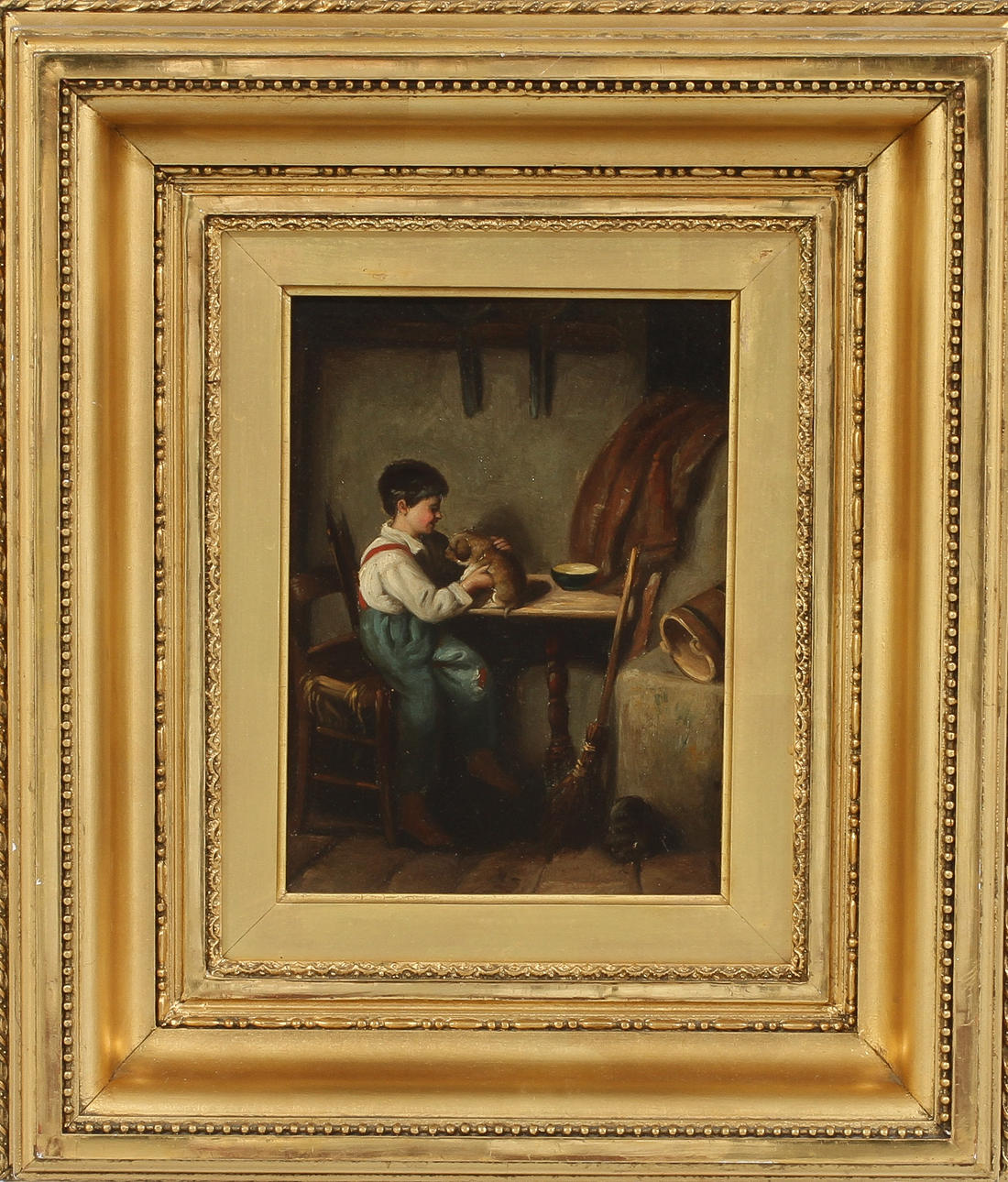 OIDENTIFIERBAR KONSTNÄR. Figurscen, olja på plåt, 1800-tal.