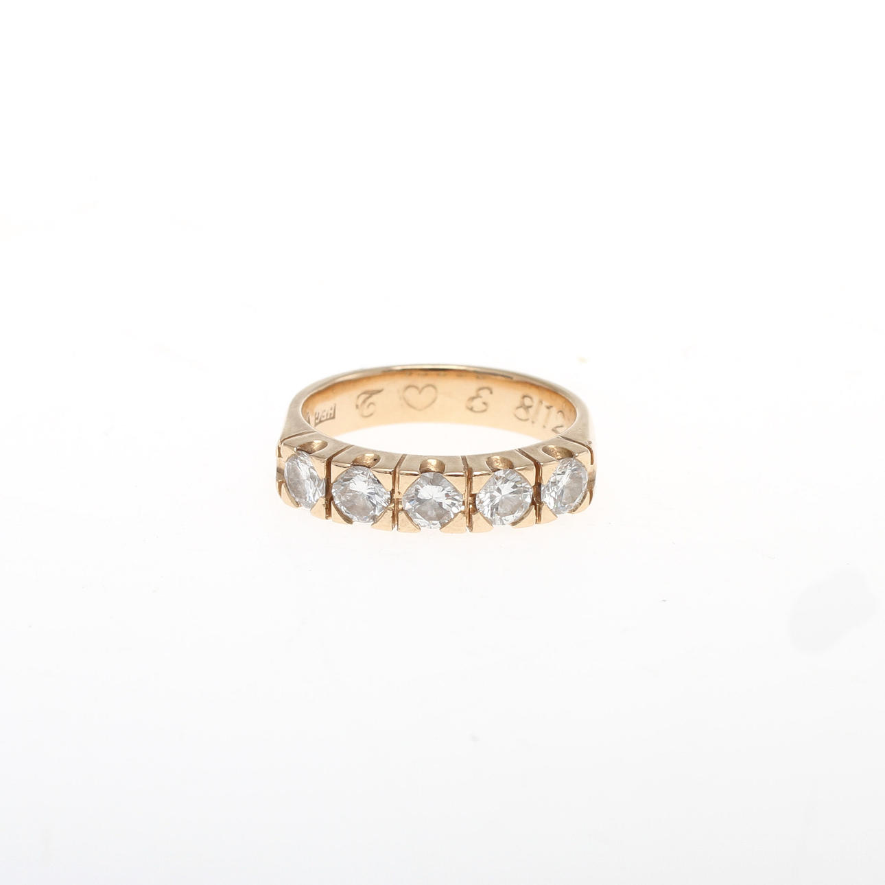 RING, halvallians, 18K rödguld med diamanter, totalt ca 0,9ct. Vikt 5,2g.