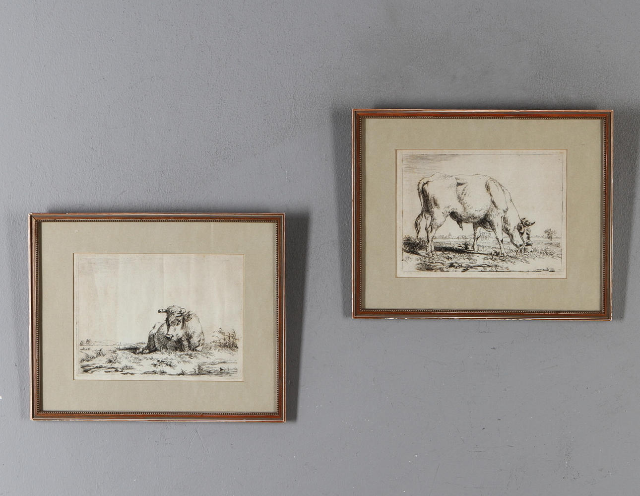 PIETER GERARDUS VAN OS. 2 st etsningar, Nötkreatur.