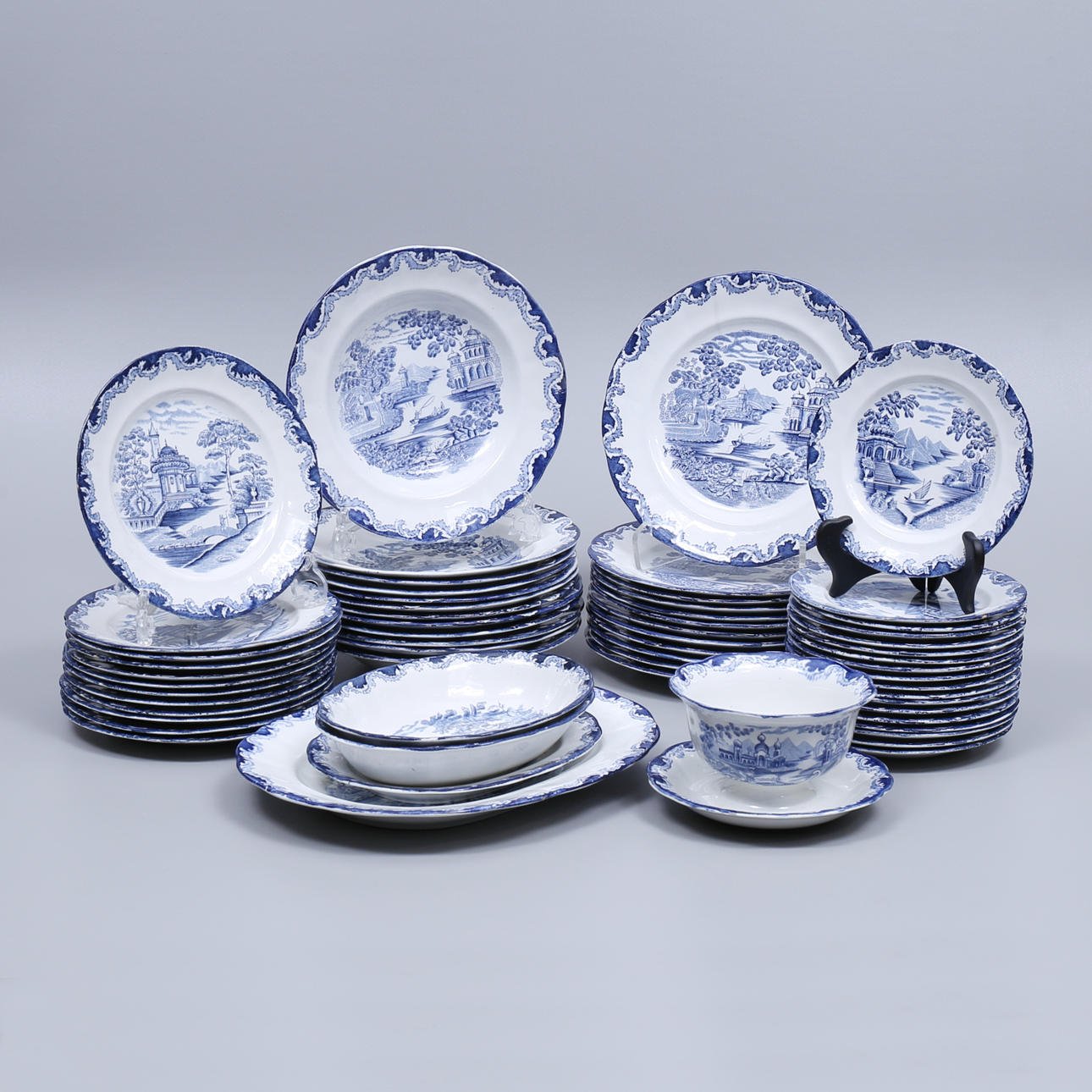 SERVISDELAR, 59 st, Blå Bengali, Rörstrand.