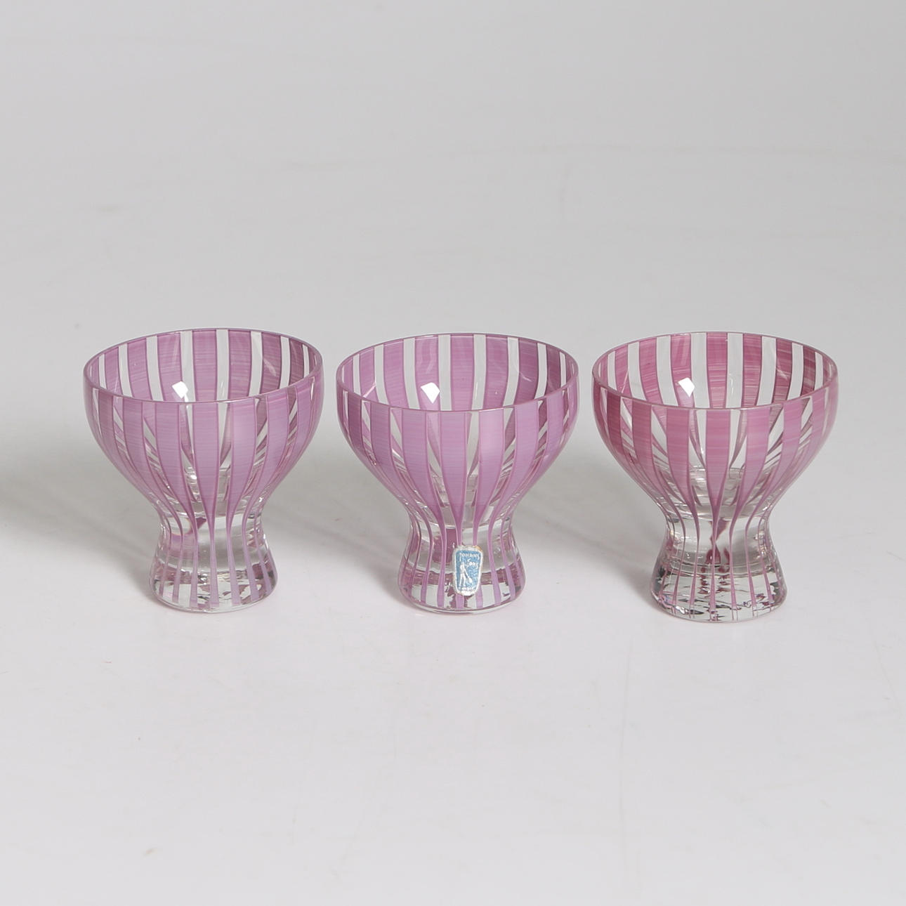 STARKVINSGLAS, 3 st, "Strikt", Bengt Orup, Johansfors. 1950-tal.