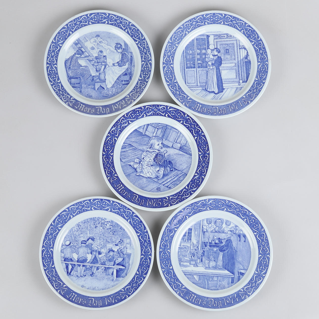 SAMMLERTELLER, 5-tlg. "Muttertag", Rörstrand, Schweden.